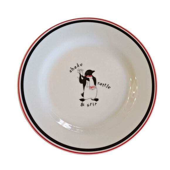 Restoration Hardware Cocktail Songs PENGUINS 7" Salad/Dessert Plates - Set of 4 - Picture 2 of 6